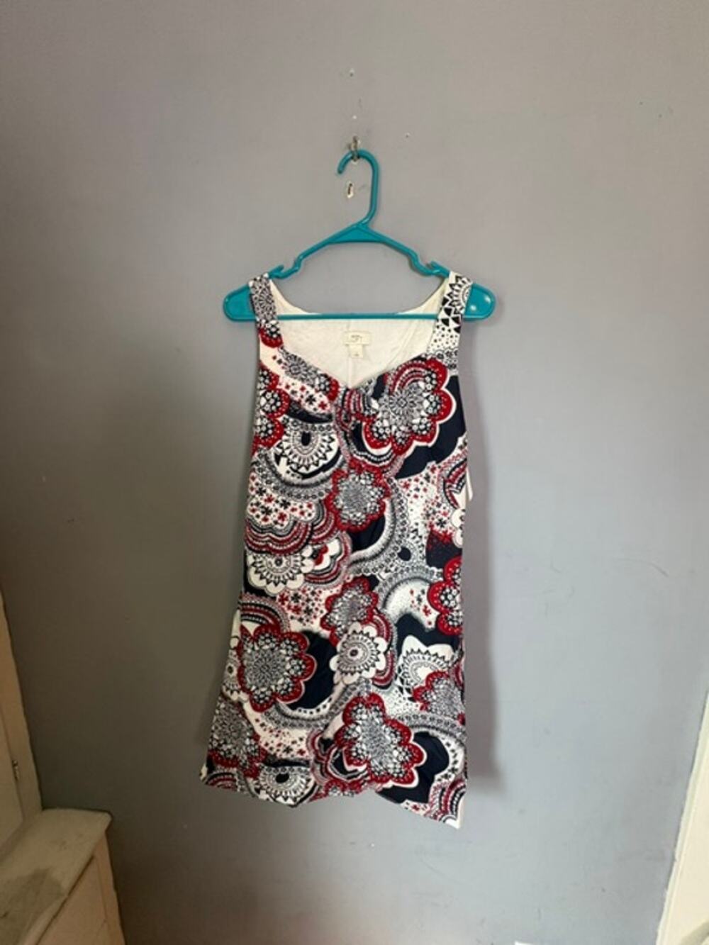 LOFT Womens Black Red Floral Paisley Sleeveless Shift Dress Size 8